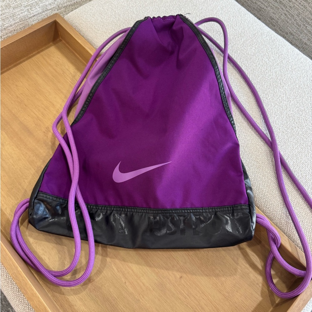 Nike Purple and Black Drawstring Backpack
